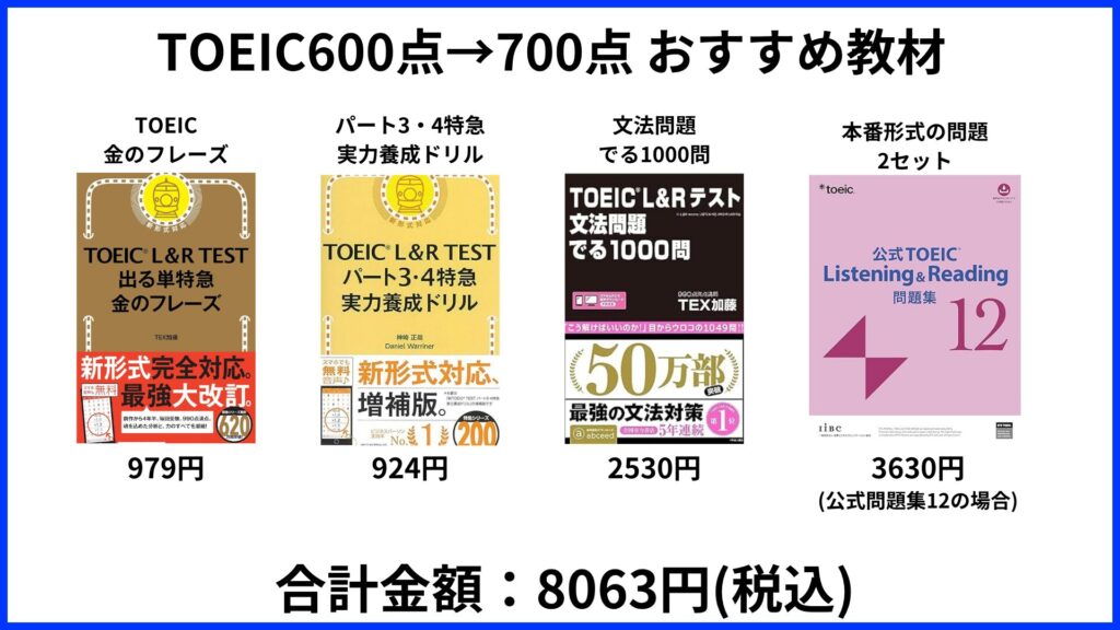 TOEIC600点→700点 おすすめ参考書